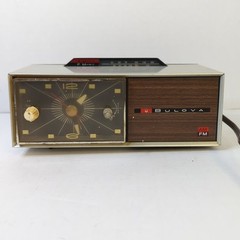 Vintage 50s Bulova Clock Transistor Radio 240 Series Mid Century Modern Silver