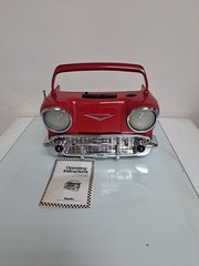 Vintage Randix Red 57 Chevy AM FM Portable Stereo Cassette Player Radio 1957