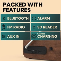 Fuse Hark Bluetooth AM/FM Radio Speaker w/ Wireless 10W Charger & Alarm Clock