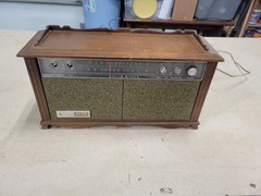 Vintage 1960s GE General Electric Dual Speaker Radio Wood Cabinet, For Parts
