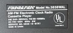 Vintage 80s Soundesign 3838WAL Cassette Player/Digital Clock/ Radio Works
