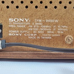 Sony TFM-9450W Vintage AM FM 11 Transistor Wood Grain Table Radio Tested Working