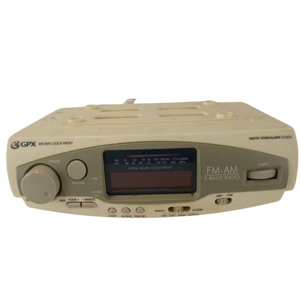 GPX Model D810 AM/FM Kitchen Clock Radio Vintage Under Cabinet Mount
