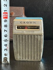Vintage Crown 6 Transistor Radio 1950s Rare Sky Blue Made in Japan Leather Case