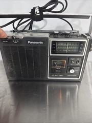 Vtg Panasonic RF-1080 AM/FM PSB 3-Band AC Portable Radio Black Tested Works