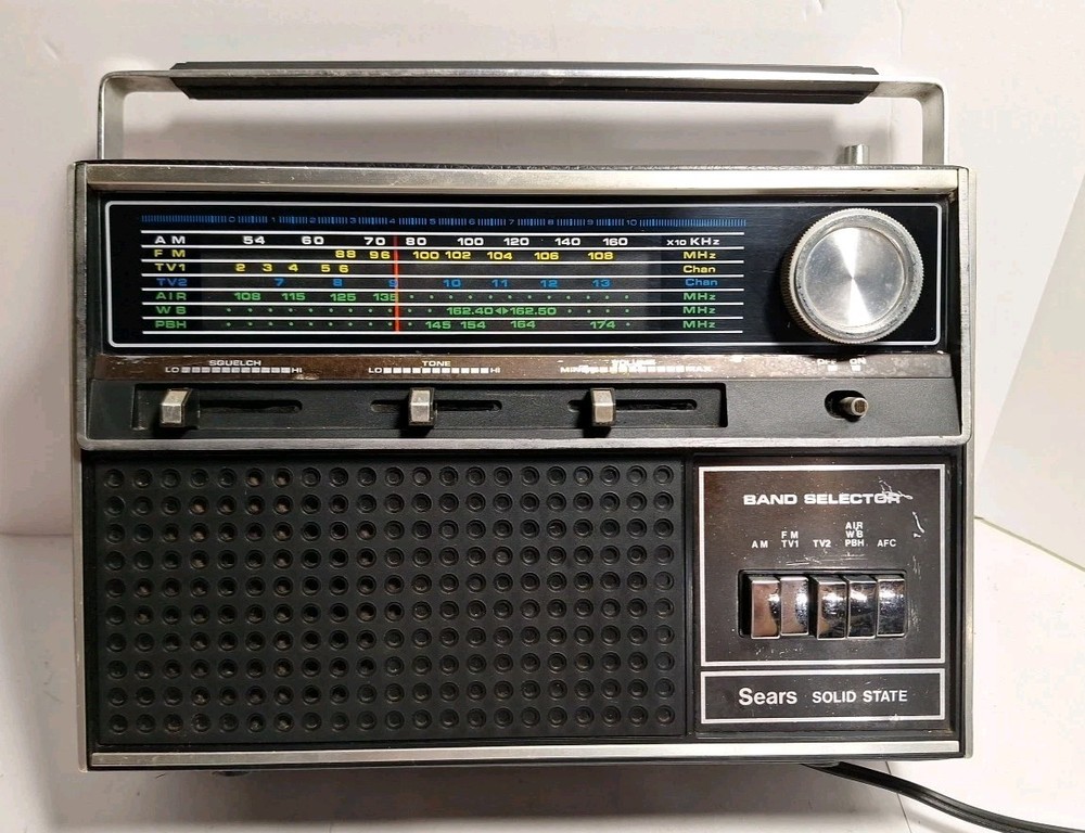 Vintage Sears 7-Band AM/FM/AIR/WB/TV Solid-State Portable Radio 266.22490500