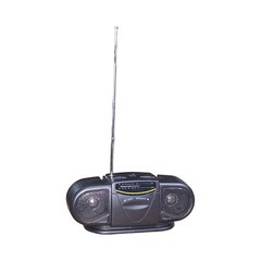 Vintage Twin Speaker K9404 AM FM Portable Radio Black Battery Operated Working