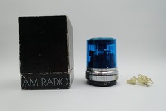 Vintage GE Blue Max « Police Light » Radio. With EXTREMELY RARE box and ear piece.
