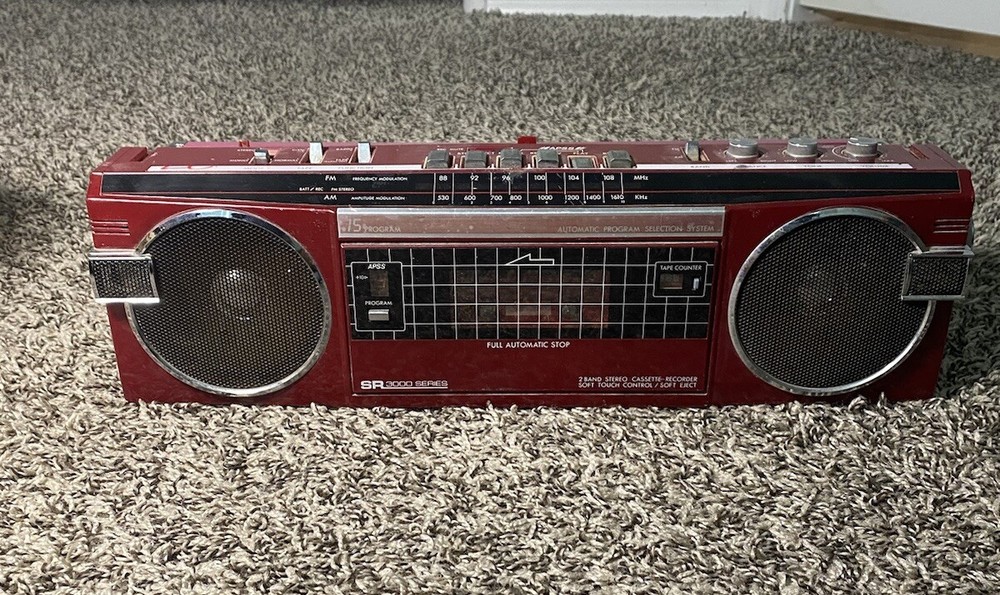 Vintage Radio Retro 1980&rsquo;s Sears Roebuck & Co SR-3000 Series – Red Boombox