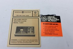 Vintage General Electric 7-2844A Home Sentry Radio W/Ac Adapter Manual Box