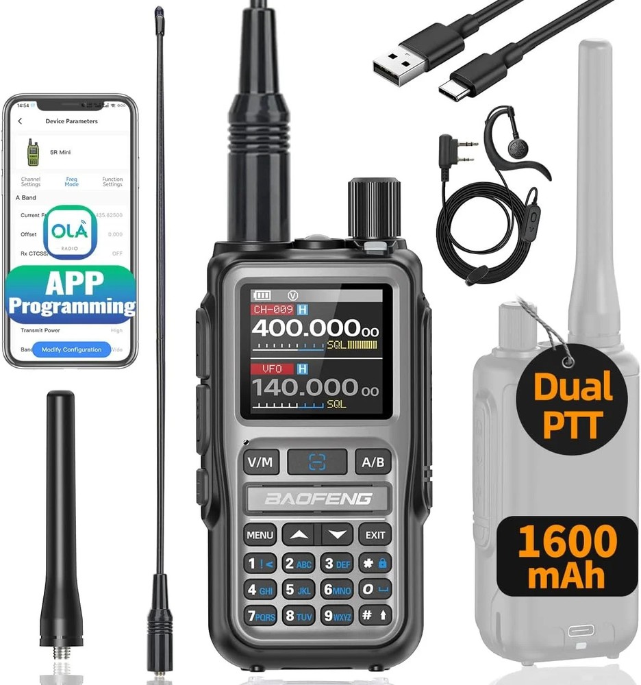 Mini Dual Band Ham Radio NOAA Weather Walkie Talkie USB-C Rechargeable