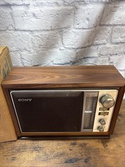 Vintage Sony ICF-9740W Tabletop FM/AM Radio Simulated Wood W/ Box Tested