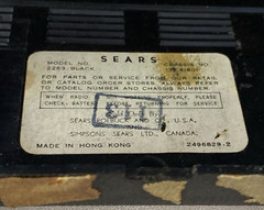 Vintage Sears AM FM Radio Black 2263 With Antennae Untested Parts Only Hong Kong