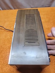 W•Lloyds Brown Silver Wired Solid State 2 Speaker Alarm Clock AM Radio Tested