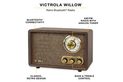 Victrola Retro Wood Bluetooth Radio with Built-in Speaker,Elegant & Vintage Desi