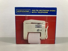 Hopesonic Restroom Radio w/ Telephone Toilet Paper Holder HE-841 New Old Stock