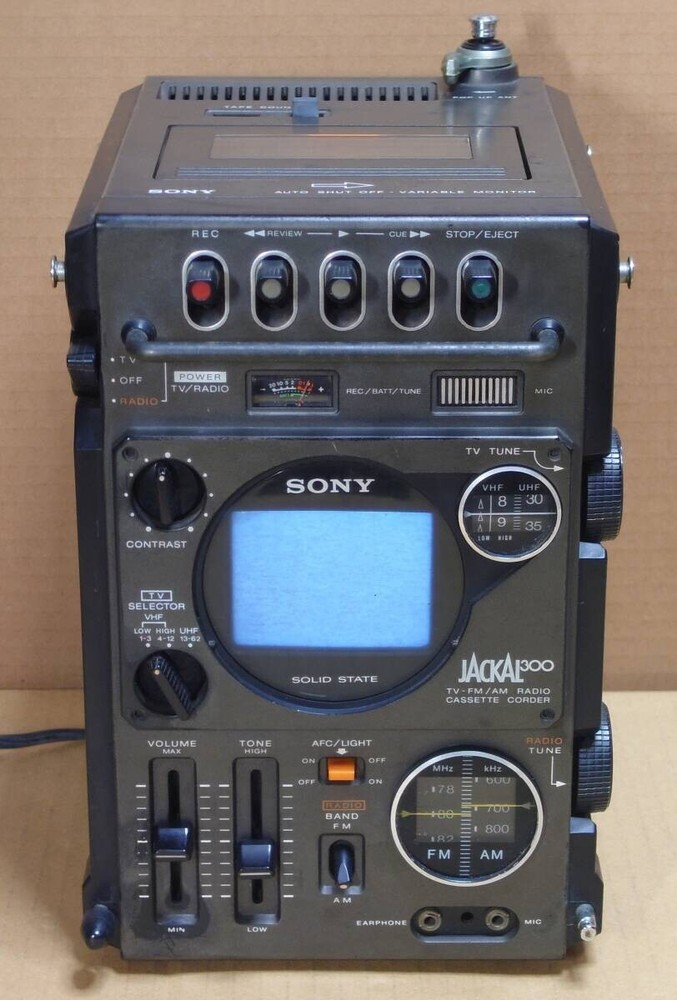 Sony FX-300 Jackal TV FM AM Receiver Cassette Recorder DC 12V 6W Audio Japan