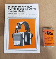 Vintage Retro Triumph Headhugger Westclox AM/FM Radio Headphones 1970s Brand New