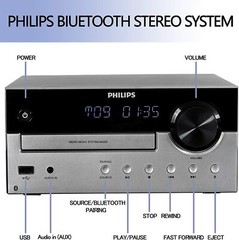PHILIPS FM Radio CD Home Stereo System with Wireless Bluetooth 60W MP3 USB Audio