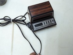 Vintage Retro Wood Grain Miniature Spartus Alarm Clock Hong Kong Red LED