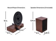 Fuse GLD Vertical Vinyl Record Player with Speakers, Bluetooth, AUX – Black Trim