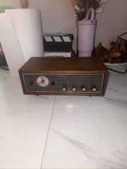 Vintage Sony Soild State 8FC-45W AM FM Clock Radio Wood Case 1960s Japan WORKS