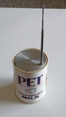 Vintage PET Evaporated Milk Novelty AM FM Radio Can Hong Kong 1970s Retro Decor