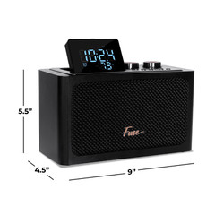 Fuse Zide Black Vintage Alarm Clock Radio Speaker w/ Bluetooth & LCD Screen