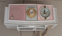 MOTOROLA (Model C19P-32) Clock/AM Radio, MCM – Pink/White, 1963, USA