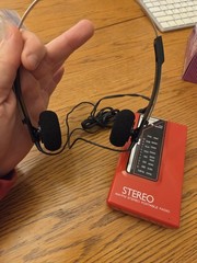 Sanyo RP40 RED Vintage AM/FM Stereo Portable Radio w/ Headphones Belt Clip Rare