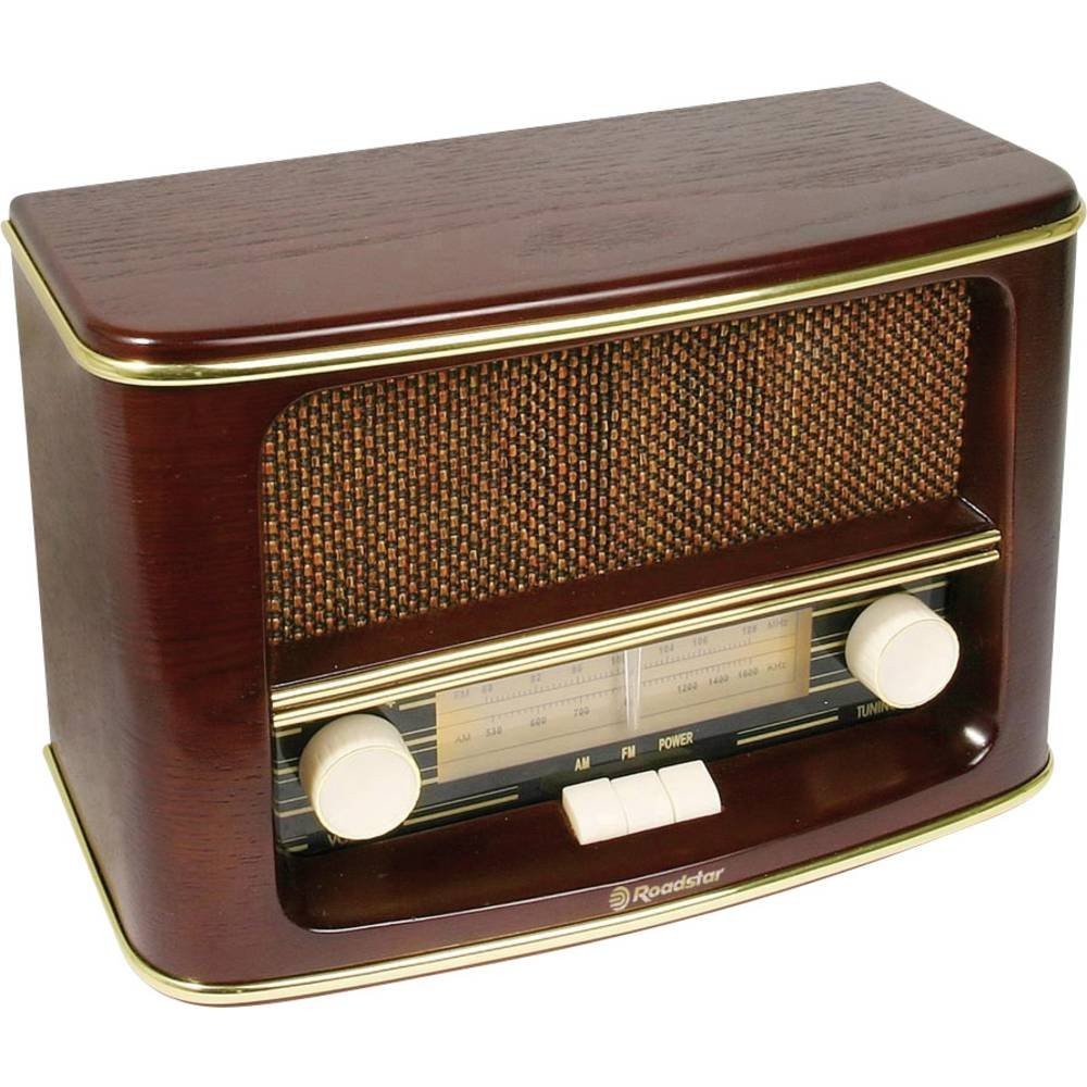 Roadstar Nostalgia Radio with Real Wood Case FM and MW Tuner, 12 Watts Power