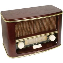 Roadstar Nostalgia Radio with Real Wood Case FM and MW Tuner, 12 Watts Power
