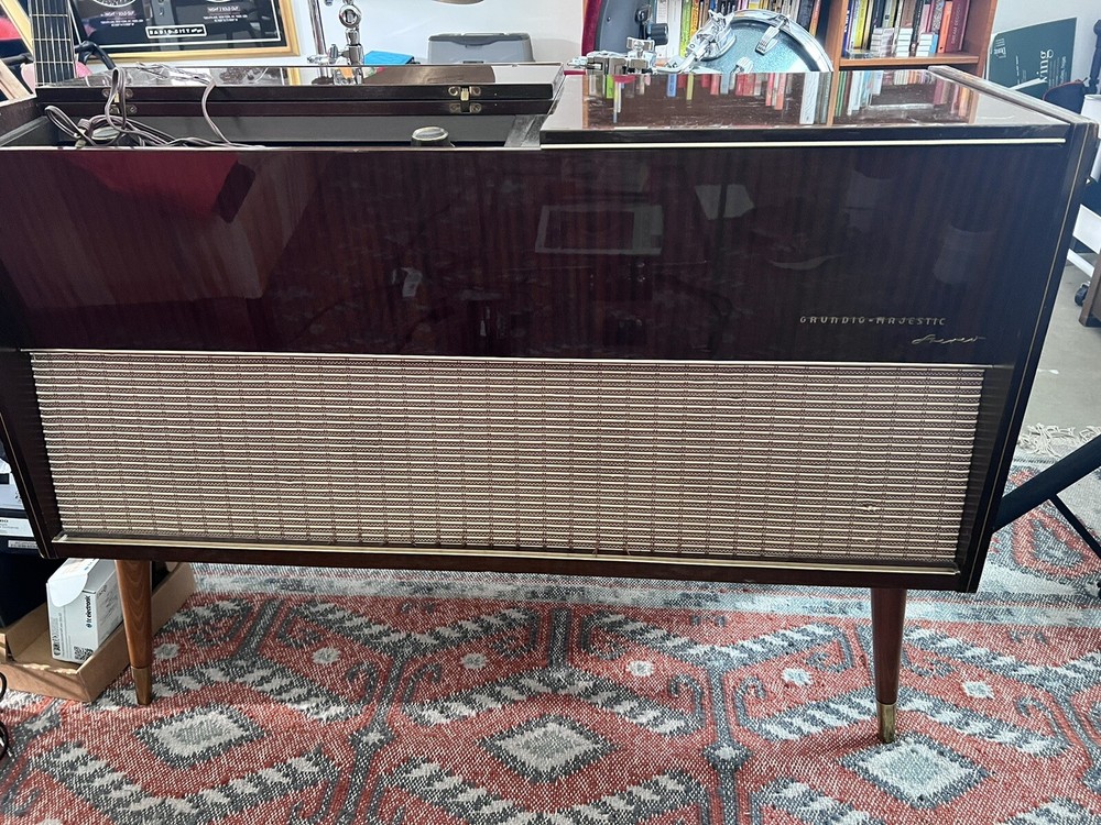 Vintage 1958 Grundig Majestic SO 202 U Stereo Console Tube Radio Phonograph, MCM