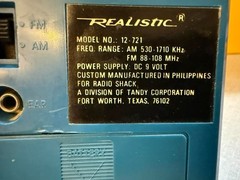 Vintage Realistic AM/FM Pocket Radio Model 12-721, Blue, Tested & Working