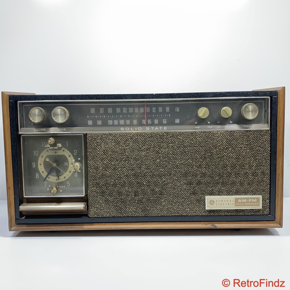 Vtg General Electric Superheterodyne C1590A AM/FM Dual Speaker Radio Working