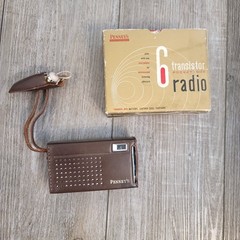 VTG 1962 Penney&rsquo;s Leather Covered Six Transistor Radio Model 6TP-555 Origin Box
