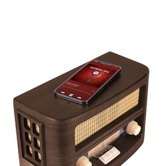 Fuse Vint Real Wood Exterior Vintage Retro Bluetooth Radio w/ Wireless Charging