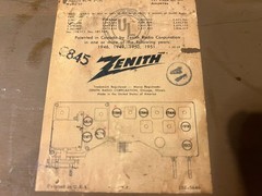 Zenith C845 AM/FM Vintage Radio- Works Fine-Nice Wood Cabinet.