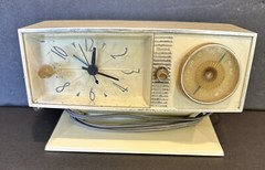 Clock Sears Silver tone Clock Radio Vintage Read