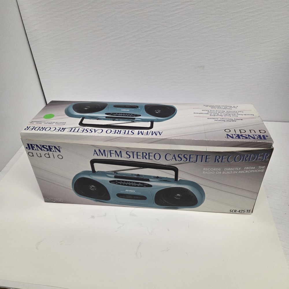 Vintage Jensen Audio AM/FM Stereo Cassette Recorder, Model SCR-425-TE, Teal, NOS