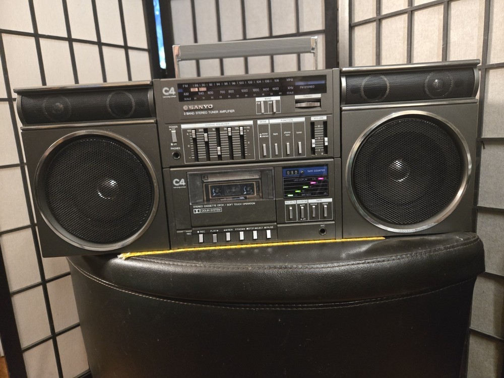 Sanyo C4 Boombox Vintage Stereo Cassette Tape Player with AM/FM Radio Tested