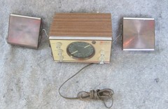 Rare Working Hitachi KS-1220H Stereo Transistor Radio Detachable Speakers Japan
