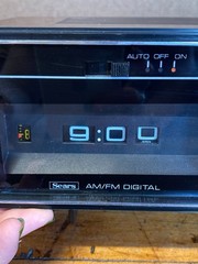 Vintage Woodgrain Flip Clock Radio Sears Alarm Clock Retro AM FM