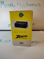 Vtg Zenith Z8000 AM/FM Cassette Clock Radio Green LED Battery Backup Movie Prop