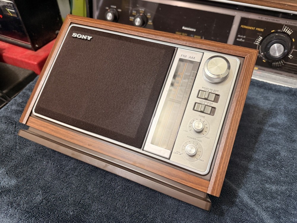 Vintage Sony ICF-9740W FM/AM Table Radio Simulated Wood Cabinet