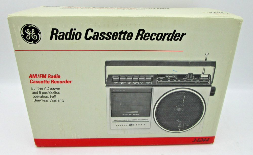 Vintage GENERAL ELECTRIC GE 3-5244B AM/FM Stereo Radio Cassette Recorder NEW