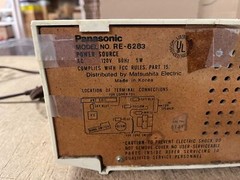 Vintage Retro Panasonic Desk Radio AM FM Model RE-6283 AC 120V Parts/Repair
