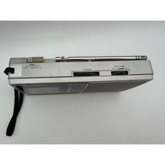 Sanyo RPM-C2 Vintage Portable AM FM Radio Quartz Alarm Clock Silver Blue Face