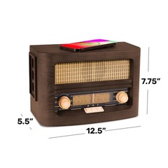 Fuse Vint Real Wood Exterior Vintage Retro Bluetooth Radio w/ Wireless Charging