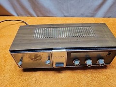 W•Lloyds Brown Silver Wired Solid State 2 Speaker Alarm Clock AM Radio Tested
